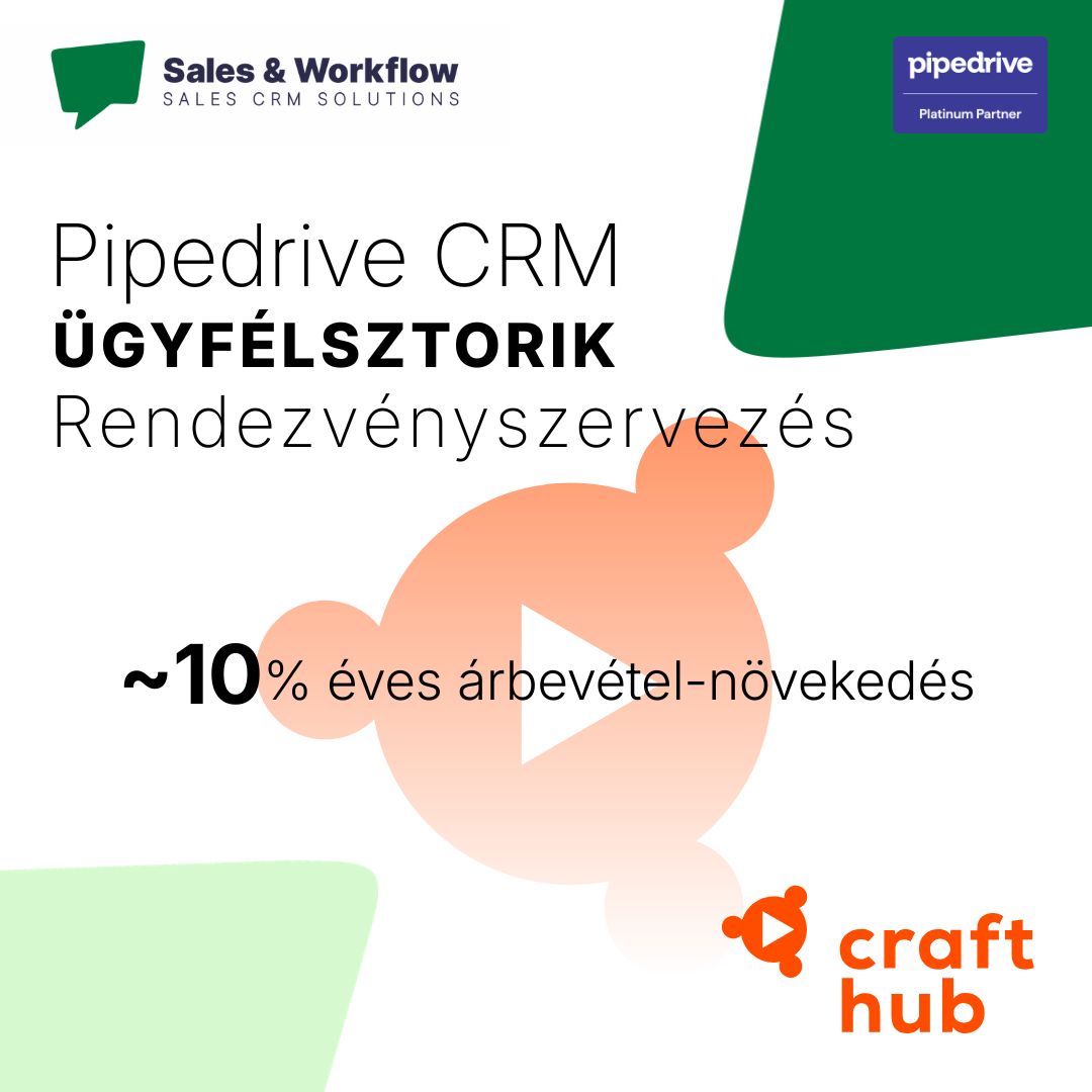 Pipedrive CRM ügyfélsztori, rendezvényszervezés: kb. 10% éves árbevétel-növekedés – CraftHub