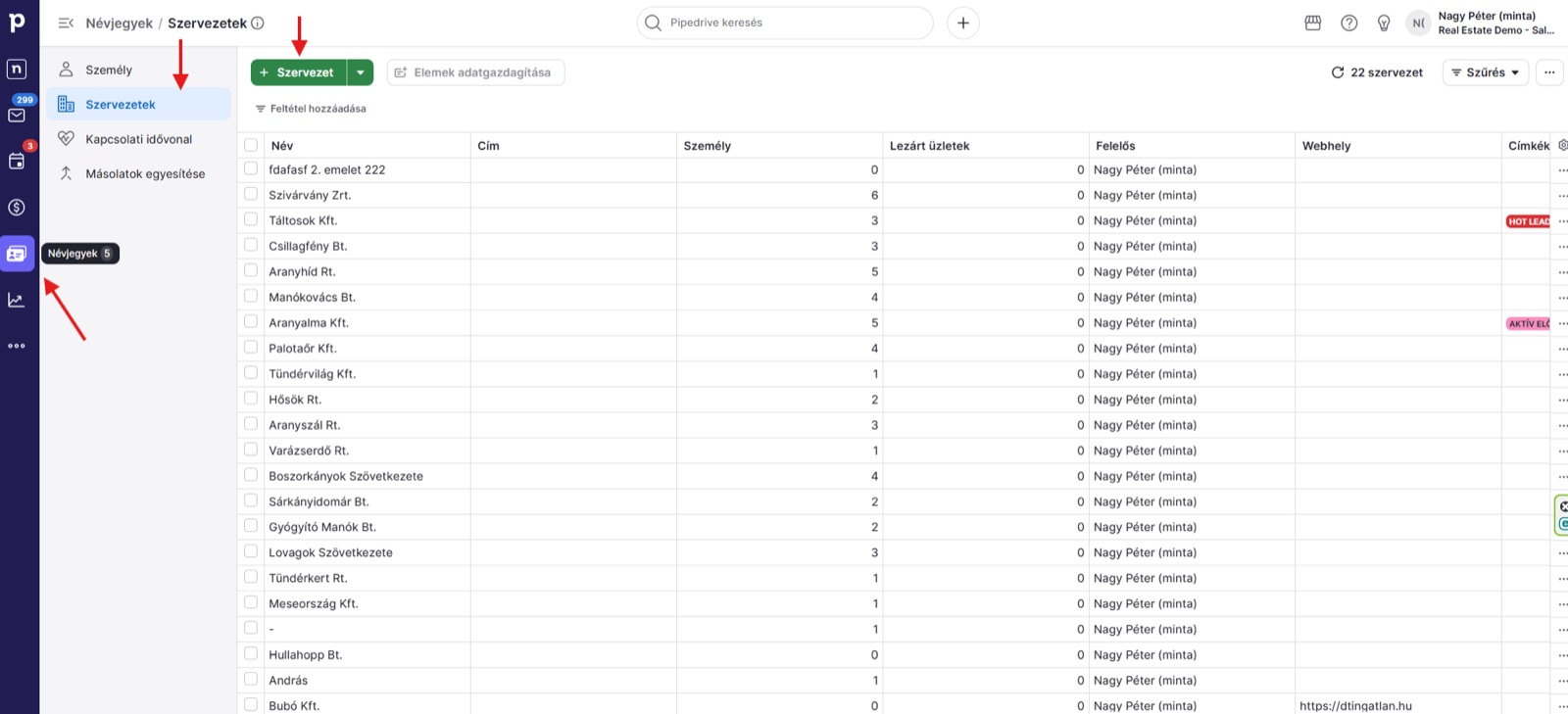 Új szervezet létrehozása a Pipedrive-ban