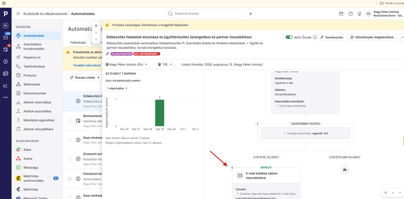 Automatizmusból küldött e-mail beállítása